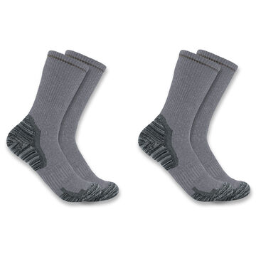 Carhartt Mens Force Midweight Synthetic Wool-Blend Crew Sock, 2/pk