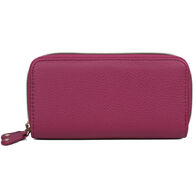 Buxton Women's Pebble Vegan Leather with RFID Slim Double Zip Wallet