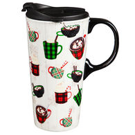 Evergreen Holiday Drinks Ceramic Travel Cup w/ Lid