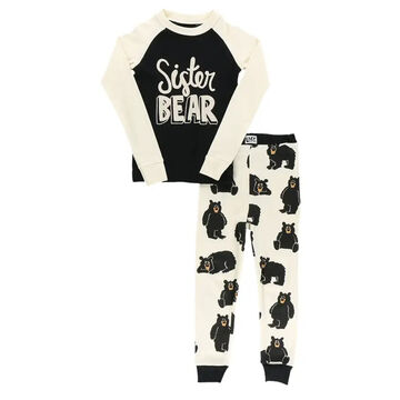 Lazy One Girls Sister Bear Long-Sleeve Pajama Set, 2-Piece