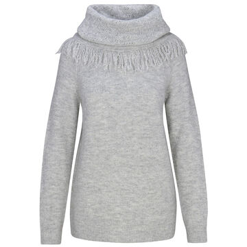 North River Womens Pointelle & Fringe Cowl Neck Sweater