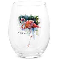 DEMDACO Dean Crouser Flamingo Stemless Wine Glass