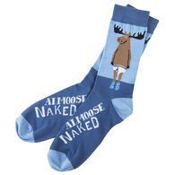 Hatley Little Blue House Men's Almoose Naked Moose Crew Sock