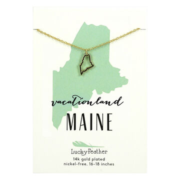 Lucky Feather Womens Maine State Necklace