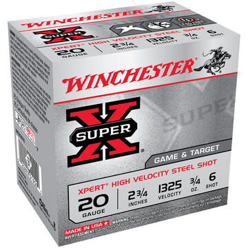 Winchester Super-X Xpert High Velocity Steel Shot 20 GA 2-3/4 3/4 oz. #6 Shotshell Ammo (25)