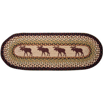 Capitol Earth Moose Oval Patch Runner Braided Rug