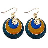 Anju Women's Blue/Orange Swivel Brass Patina Earring