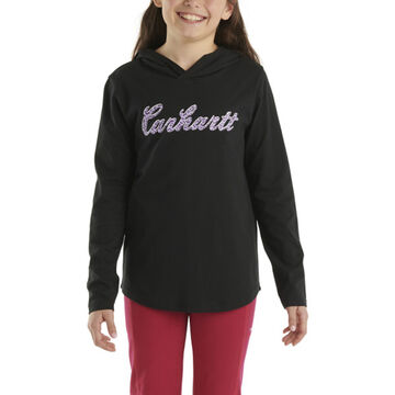 Carhartt Girls Cursive Logo Long-Sleeve Hooded Shirt