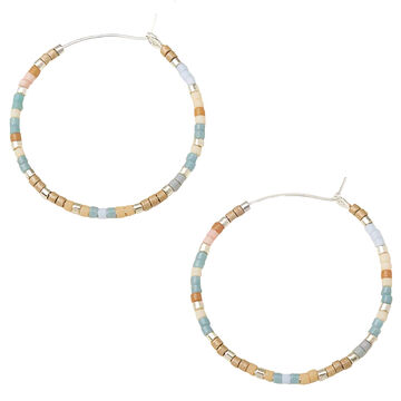 Scout Curated Wears Womens Chromacolor Miyuki Small Hoop Earring - Desert Blue Multi/Silver