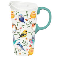 Evergreen Positively Playful Birdies Ceramic Travel Cup w/ Lid