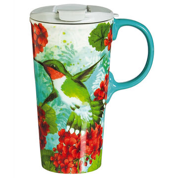 Evergreen Trio Birds Ceramic Travel Cup w/ Lid