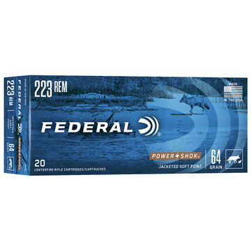Federal Power-Shok 223 Remington 64 Grain JSP Rifle Ammo (20)