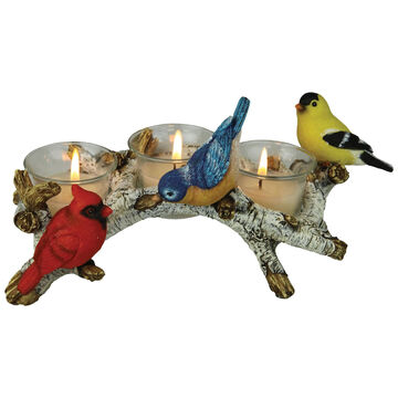 Rivers Edge Birch With Birds Candle Holder, 3-Piece