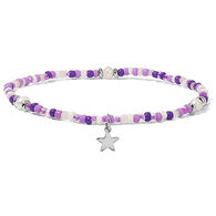 My Fun Colors Women's Orchid Seed Bead & Pearl Anklet