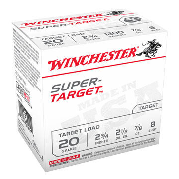 Winchester Super-Target 20 GA 2-3/4 7/8 oz. #8 Shotshell Ammo (250)