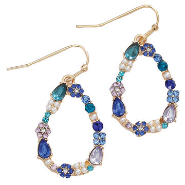 Periwinkle By Barlow Womens Blue Crystal Drop Earring