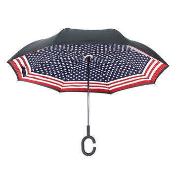 Calla Products Womens US Flag Topsy Turvy Umbrella