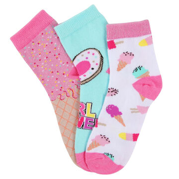 MeMoi Girls Ice Cream Ankle Sock, 3pk