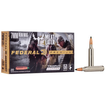 Federal Premium MeatEater Trophy Copper 7mm Remington Magnum 150 Grain BT Rifle Ammo (20)