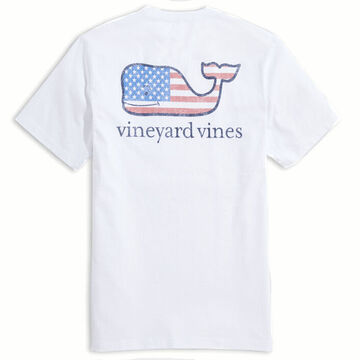 Vineyard Vines Mens Flag Whale Pocket Short-Sleeve Shirt