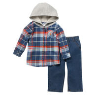 Carhartt Toddler Boy's Flannel Hooded Shirt & Denim Work Pant Set, 2-Piece - Discontinued Color