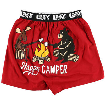 Lazy One Mens Happy Camper Comical Boxer Short