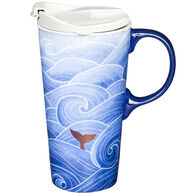 Evergreen Mermaid Waves Ceramic Travel Cup w/ Lid