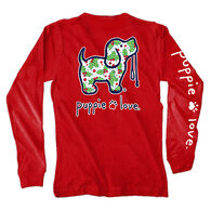 Puppie Love Men's & Women's Holly Berries Pup Long-Sleeve T-Shirt