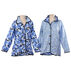 I Reversibles Womens Blue Leaf/Dot Print Reversible Jacket
