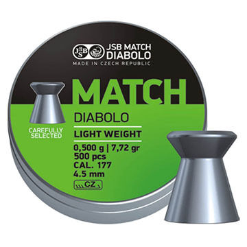 JSB Match Diabolo Green Match Light Weight 177 Cal. 4.5mm 7.33 Grain Air Gun Pellet (500)