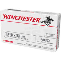 Winchester USA White Box 7.62x51mm NATO 149 Grain FMJ Rifle Ammo (20)