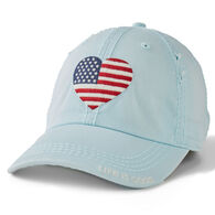 Life is Good Women's Watercolor Flag Heart Sunwashed Chill Cap
