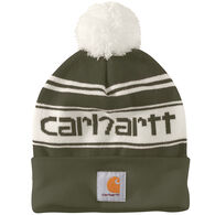 Carhartt Men's Knit Pom-Pom Cuffed Logo Beanie