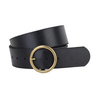 Most Wanted USA Women's Wide Brass-Toned Ring Buckle Leather Belt