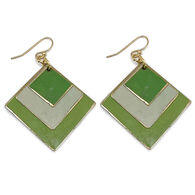 Anju Women's Diamond Green Meadow Layered Brass Patina Earring