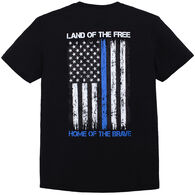 Pacific Art Men's Big & Tall Land of the Free Police Flag Short-Sleeve T-Shirt