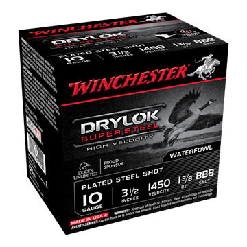 Winchester DryLok Super Steel 10 GA 3-1/2 1-3/8 oz. BBB Shotshell Ammo (25)