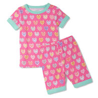 Hatley Girl's Shibori Hearts Shorts Pajama Set, 2-Piece