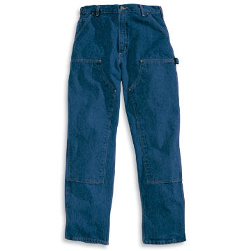 Carhartt Mens Big & Tall Double-Front Washed Denim Logger Pant