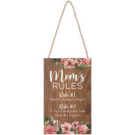 Carson Home Accents Mom’s Rules Small Hanging Sign