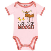 Lazy One Infant Girl's Duck Duck Moose Pink Creeper Onesie
