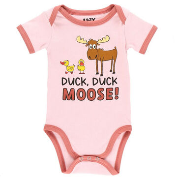 Lazy One Infant Girls Duck Duck Moose Pink Creeper Onesie