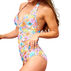 Stylish Swimwear Womens Small Floral Print Neck Tie One-Piece Swimsuit