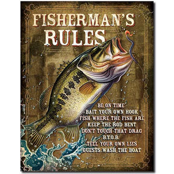 Desperate Enterprises Fishermans Rules Tin Sign