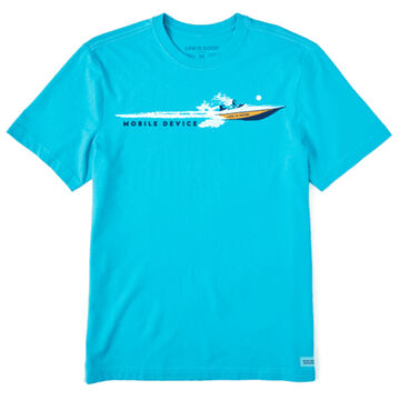 Life is Good Mens Mobile Device Speedboat Wake Crusher-Lite Short-Sleeve T-Shirt