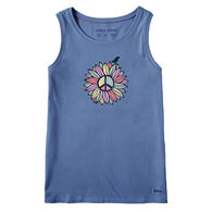 Life is Good Women's Peace Sign Flower Crusher Tank Top
