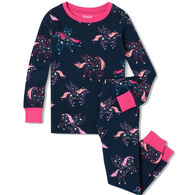 Hatley Toddler Girl's Unicorn Constellations Organic Cotton Raglan Pajama Set, 2-Piece