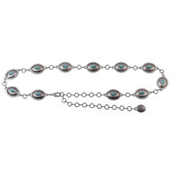 Most Wanted USA Women's Mini Oval Concho Chain Belt