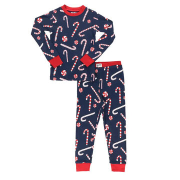 Lazy One Toddler Candy Cane Long-Sleeve Pajama Set, 2-Piece
