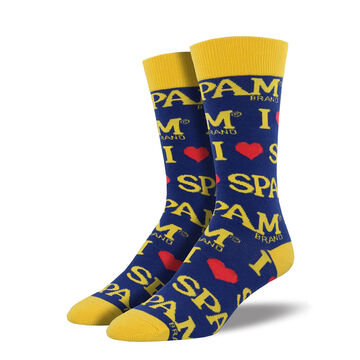 Socksmith Design Mens I Heart Spam Crew Sock